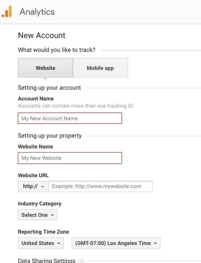 creating your Google Analytics Account for the first time