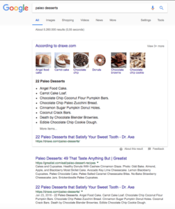 Featured Snippet SERP example screenshot