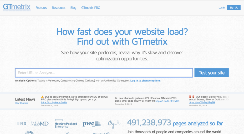 GTMetrix - a pagespeed analysis tool, to improve your WordPress site's pagespeed and SEO