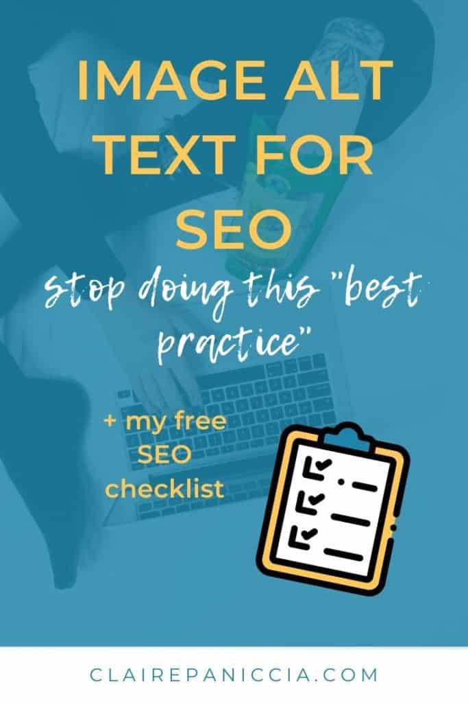 There’s one particular “SEO best practice” that I see all the time when I’m optimizing old content on a client’s site (And this isn’t just one client, this is, like, all of them. I used to do it too, before I learned better! So don’t feel bad if you do this! You’re not alone!) In this post, I’m gonna reveal this “best practice” you should stop doing, why, and what to do instead. (Plus, you can download my free SEO checklist!) | SEO for beginners | DIY SEO | SEO for bloggers | #SEO #solopreneur #SEOforbeginners | Claire Paniccia | ClairePaniccia.com