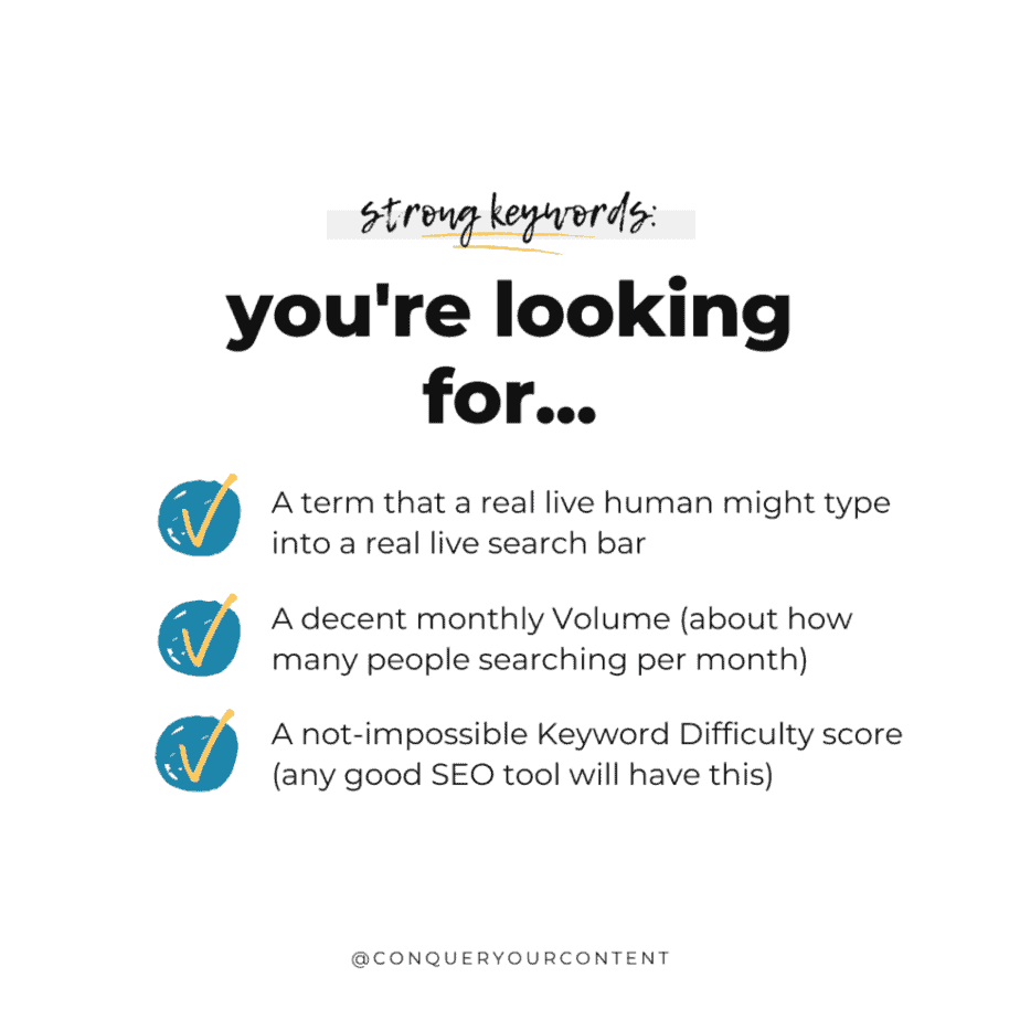 list graphic: strong keywords: what you're looking for...