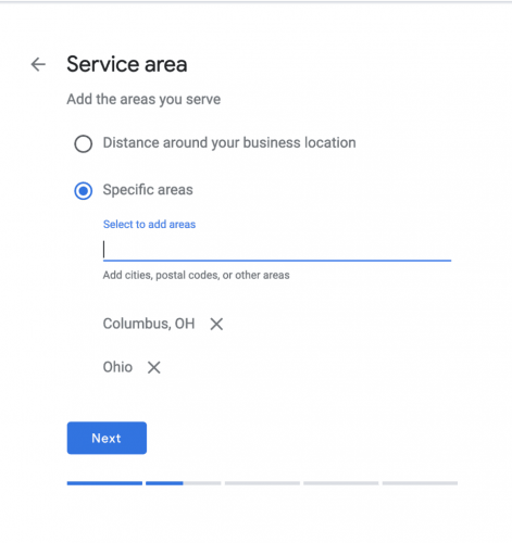 Google My Business service area