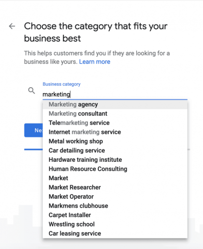 Google Business Categories